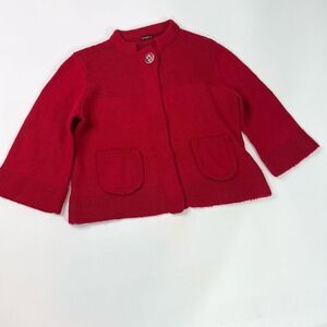 J.M Laughlin Sweater Womens Small Red Knit Wool Blend Cropped Pullover